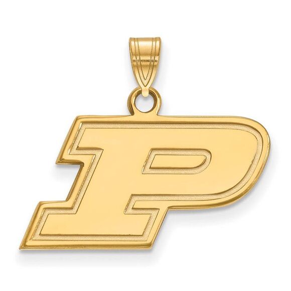 14k Gold Plated Silver Purdue Small Initial P Pendant - Picture 1 of 3